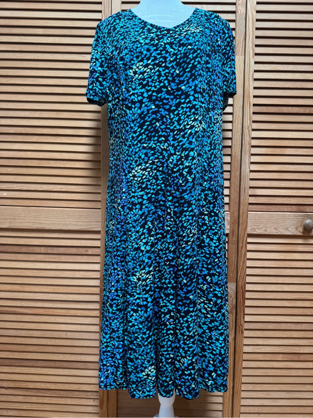 Coldwater Creek Abstract Speckled Dot Short-Sleeve Dress Size 16 Boho Chic